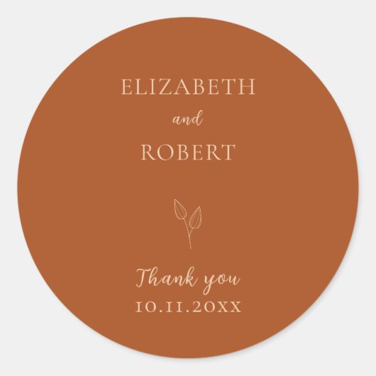 Elegant Burnt Orange Wedding Frische Pasta machen Runder Aufkleber (Vorderseite)