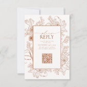 Elegant Burnt Orange Wedding QR Code Bitte beantwo RSVP Karte (Vorderseite)