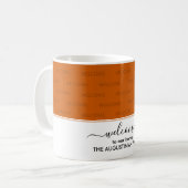 Elegant Burnt Orange WELCOME FÜR UNSEREN ZUHAUSE G Kaffeetasse (Vorderseite Links)