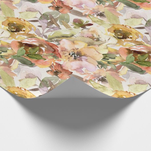 Elegant Burnt Orange Yellow Fall Herbst Blüte Geschenkpapier (Ecke)