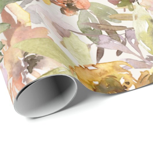 Elegant Burnt Orange Yellow Fall Herbst Blüte Geschenkpapier (Rolleneckpunkt)