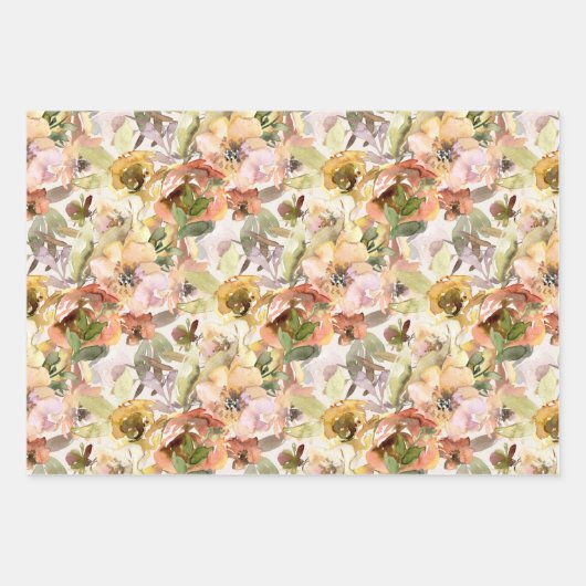 Elegant Burnt Orange Yellow Fall Herbst Blüte Geschenkpapier Set (Vorderseite)