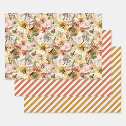 Elegant Burnt Orange Yellow Fall Herbst Blüte Geschenkpapier Set (Set)