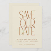 Elegant Burnt Rust Mid Century Moderne Typografie Save The Date (Vorne/Hinten)