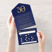  Elegant Business 30th Anniversary blue tear-off All-in-One-Einladung (Abreißstreifen)