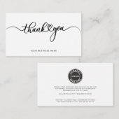 Elegant Business Logo Script Thank You Mitteilungskarte (Vorne/Hinten)