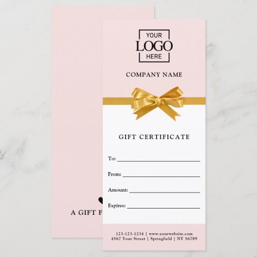 Elegant Business Personalized Gift Certificate (Vorne/Hinten)