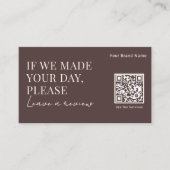 Elegant Business Review Request with QR Codes Boho Visitenkarte (Vorderseite)