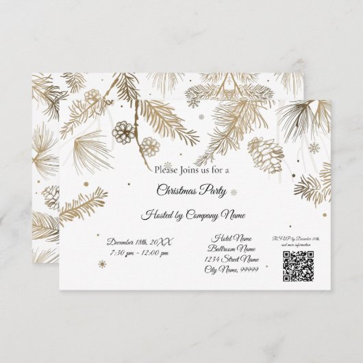 Elegant Business Weihnachts-Party Einladung (Vorne/Hinten)