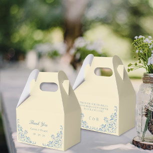 Elegant Butter Yellow and Blue Wedding Vielen Dank Geschenkschachtel