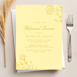 Elegant Butter Yellow Wedding Rehearsal Dinner Einladung