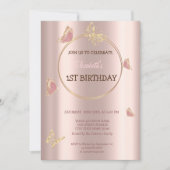 Elegant Butterfets Rose Gold Geburtstag Einladung (Vorderseite)