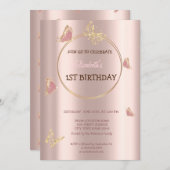 Elegant Butterfets Rose Gold Geburtstag Einladung (Vorne/Hinten)