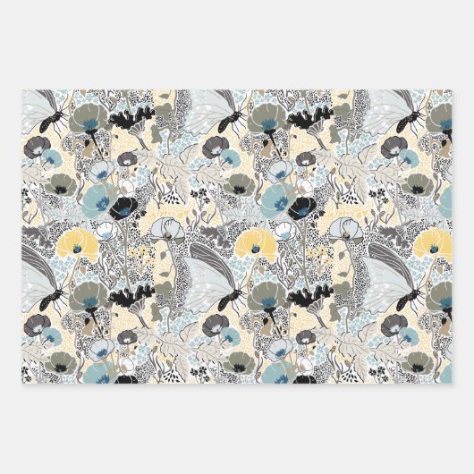 Elegant Butterflies Botanisches Dekoupage-Geschenk Geschenkpapier Set (Vorderseite)