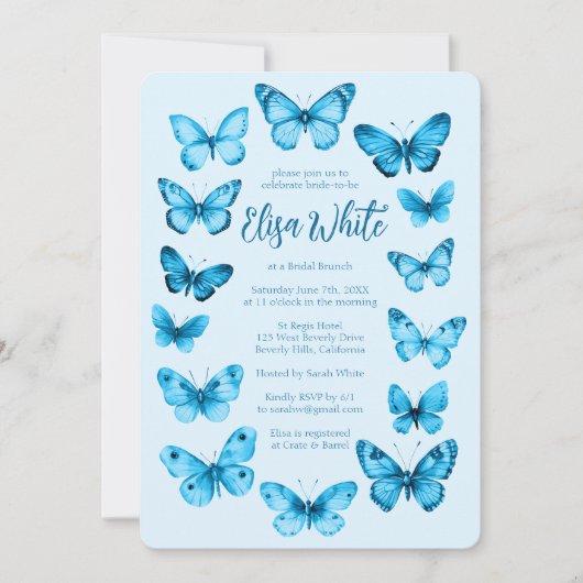 Elegant Butterflies Brautparty CUSTOM Einladung (Vorderseite)