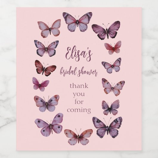 Elegant Butterflies Brautparty CUSTOM Weinetikett (Einzelnes Label)