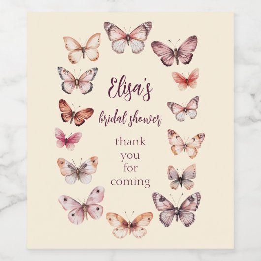 Elegant Butterflies Brautparty CUSTOM Weinetikett (Einzelnes Label)