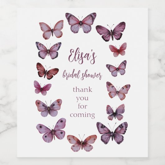 Elegant Butterflies Brautparty CUSTOM Weinetikett (Einzelnes Label)