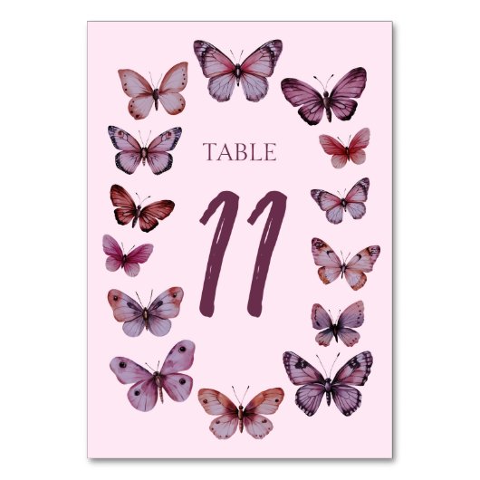 Elegant Butterflies CUSTOM Hochzeit Tischnummer (Vorderseite)