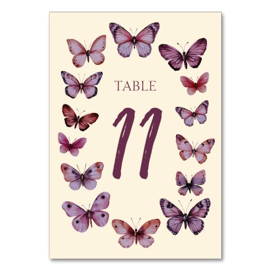 Elegant Butterflies CUSTOM Hochzeit Tischnummer (Vorderseite)