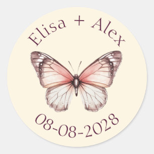 Elegant Butterflies Hochzeit Verlobung CUSTOM Runder Aufkleber