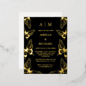 Elegant Butterflies Monogram Wedding Einladung (Vorderseite/Rückseite)