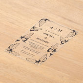 Elegant Butterflies Monogram Wedding Einladung (Ablage )