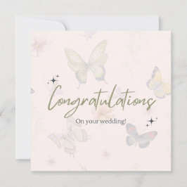 Elegant Butterflies Pink Boho Wedding Card Karte