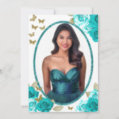 Elegant Butterflies Teal Roses 18th Debut Birthday Einladung (Rückseite)