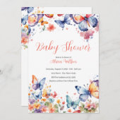 Elegant Butterfly Baby Shower Einladung (Vorne/Hinten)