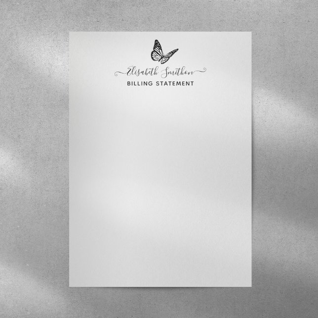 Elegant Butterfly Beautician Billing Statement Briefbogen (Von Creator hochgeladen)