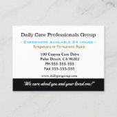 Elegant Butterfly Caregiver Trusting Professional Visitenkarte (Rückseite)