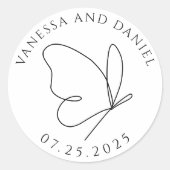 Elegant Butterfly Custom Wedding Sticker (Vorderseite)