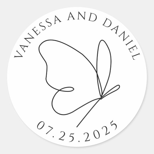 Elegant Butterfly Custom Wedding Sticker (Vorderseite)