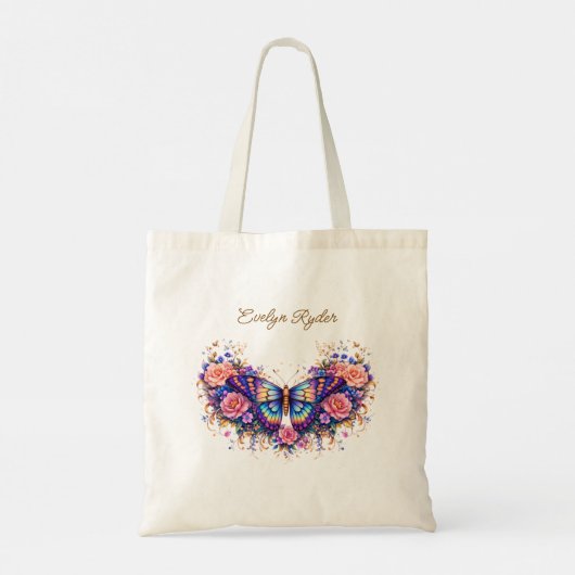 Elegant Butterfly Floral – Colorful Boho Art Tragetasche (Rückseite)