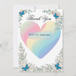 Elegant Butterfly Floral Heart Wedding Thank You Dankeskarte