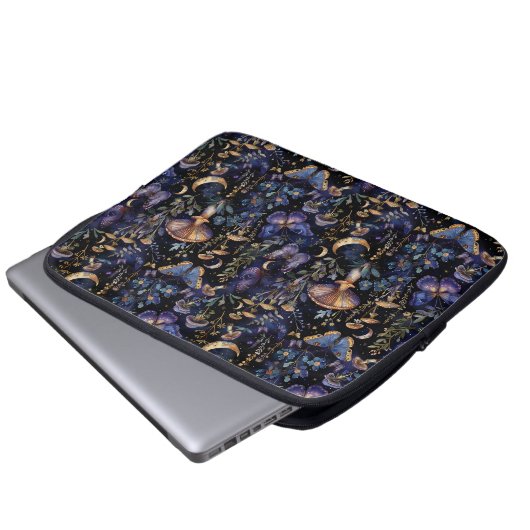 Elegant Butterfly Floral Moons Pattern Laptopschutzhülle (Vorne Knopf)