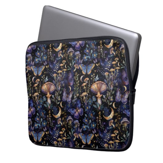 Elegant Butterfly Floral Moons Pattern Laptopschutzhülle (Vorderseite Links)