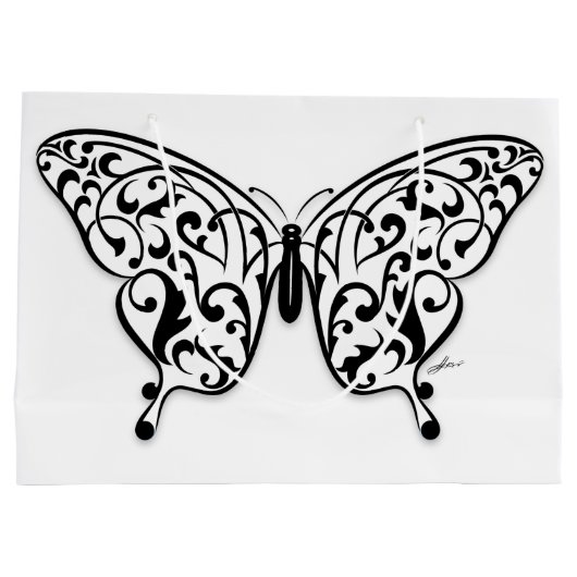 Elegant Butterfly Gift Bag Design von Eksi Große Geschenktüte (Rückseite)