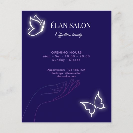Elegant Butterfly Glow Chic Beauty Salon Flyer (Vorne)