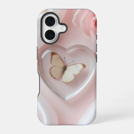 Elegant Butterfly Heart Mobile Case iPhone 16 Hülle (Rückseite)