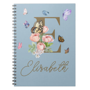 Elegant Butterfly Initial-Notebook Notizblock