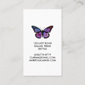 Elegant Butterfly Monarch Beauty Lashes Visitenkarte (Rückseite)