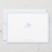 Elegant Butterfly Monogram Baby Blue Gingham Karie Mitteilungskarte (Rückseite)