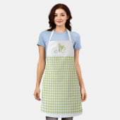Elegant Butterfly Monogram Green Gingham Karo Schürze (Getragen)