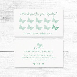 Elegant Butterfly Monogram Logo Minze Green Treuekarte