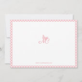 Elegant Butterfly Monogram Peach Pink Gingham Mitteilungskarte (Rückseite)