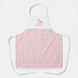 Elegant Butterfly Monogram Peach Pink Gingham Schürze