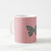 Elegant Butterfly On Red Gingham Kaffeetasse (Vorderseite Links)