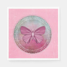 Elegant Butterfly Pink Party Napkins